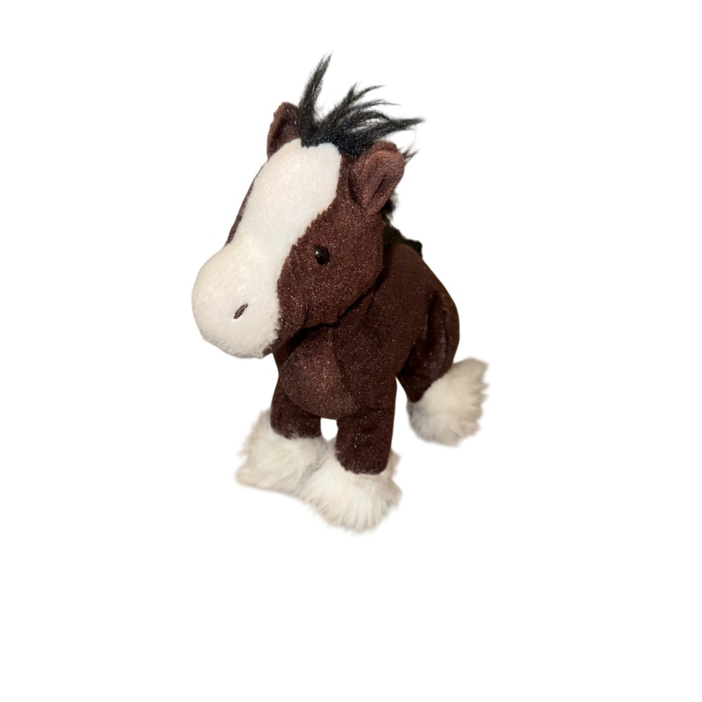 Webkinz Clydesdale Horse Plush Ganz Brown White‎ Stuffed Animal No Code